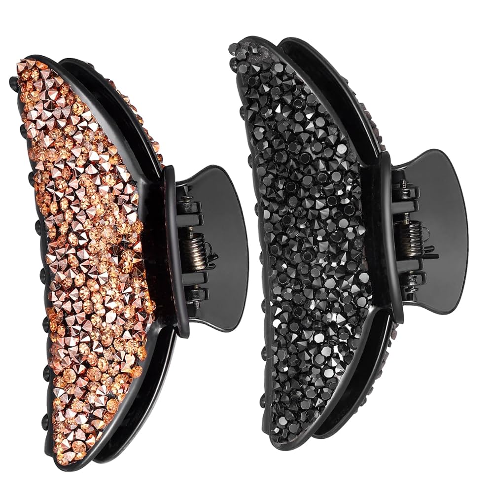 Amazon.com: WOONEKY Resin Rhinestone Hairpin 2pcs Large Jaw